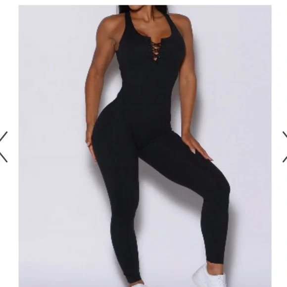 Black Bombshell Lace-Up Bodysuit - Picture 1 of 8